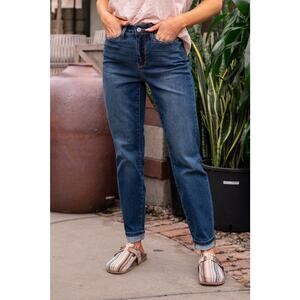 Judy Blue Sz 0 / 24 Jeans Boyfriend Fit Relaxed Slouchy Mid Rise Stretch Cuffed